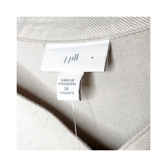 J Jill Linen Blend Jacket Size 2X Button Front Jacket Collared Pockets Beige - Picture 7 of 10
